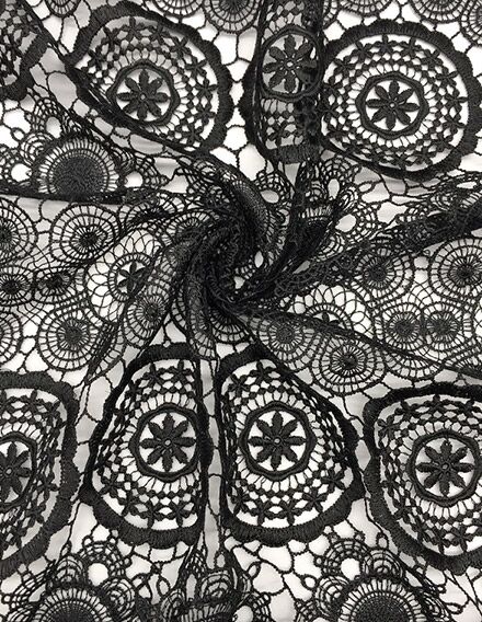 Black Lace Fabric, Black Guipure Lace Fabric, Crochet Lace Fabric, Bridal  Lace Fabric, Lace Fabric With Classical Floral Pattern, Hot 