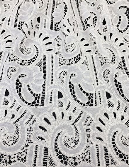SS210905-EMB02 Ivory White Swirls Laser-cut Embroidery on