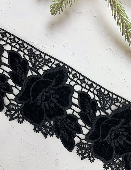 thumbnail image 2 of Floral Flower Embroidered Lace Trim, Shabby Chic Lace, Doll Trim, Scrapbooking Junk Journal Supply 2 of 13