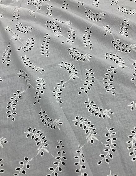 White Eyelet Fabric Dye-able Embroidered Eyelet Cotton Fabric